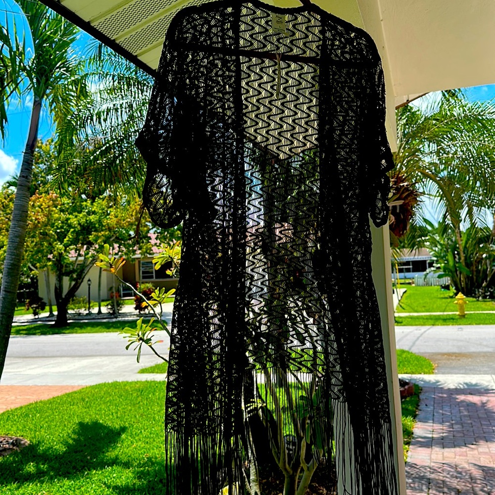Alexa & Stella Black Lace Swim Cover Up Size Large